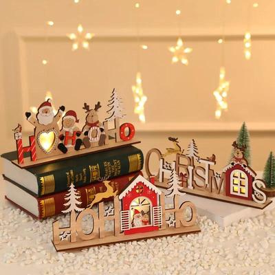 New Fashion Christmas Wooden Ornaments DIY Santa  Claus Snowman Ornament Desktop Ornaments Merry Christmas Party Decor