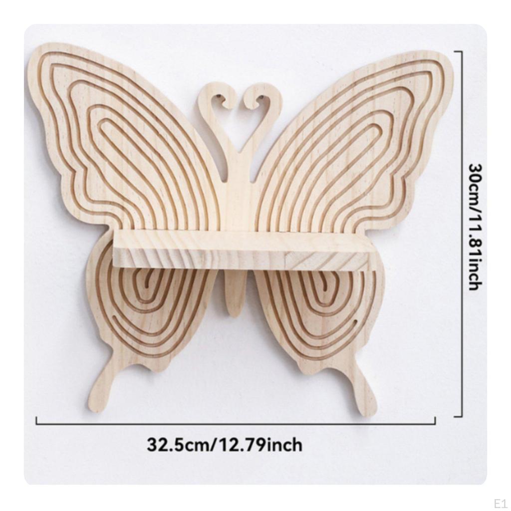 Butterfly Shaped wall Display Shelf Creative Design Wooden Easy Assembly House