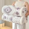 Geometric Patterned Jacquard Fleece Blanket Double Layer Thick Warm Taffeta Sofa Throw Blanket Spring Autumn Plush Bed Blanket