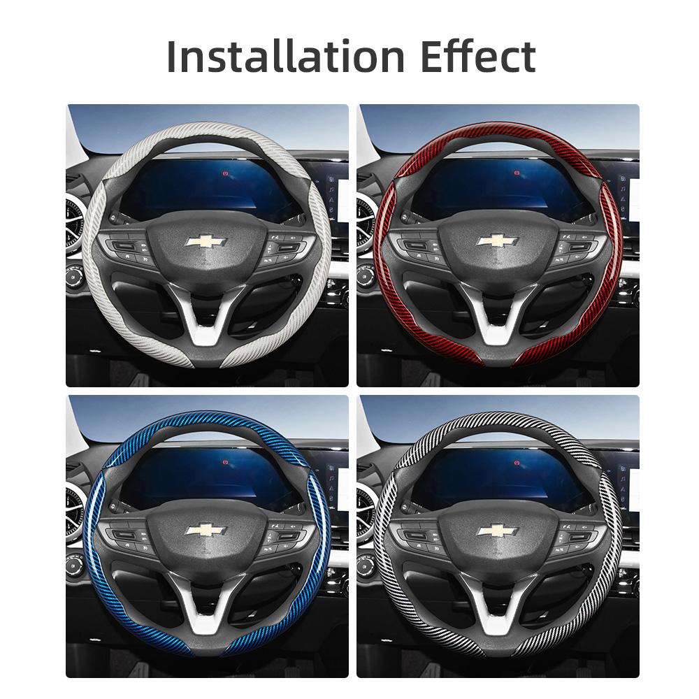 Suitable for Chevrolet Carbon Fiber Texture Steering Wheel Cover with Segmented Quick-Release Design, Durable, for Silverado, Equinox, Trax, Onix