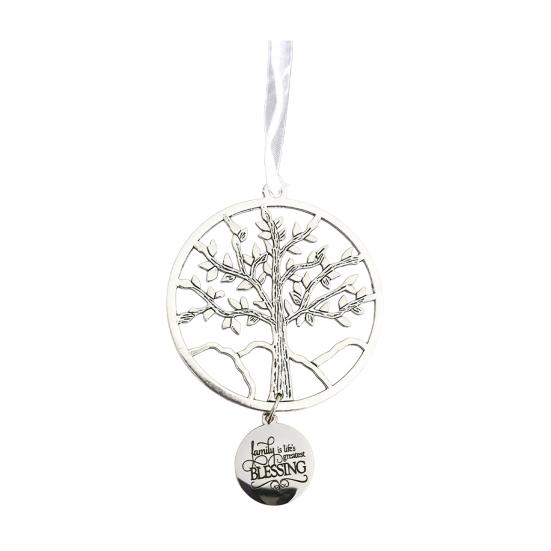 Christmas Friendship Charm Gift Metal Hanging Snowflake/Star/Round/Snowman Shaped Decoration with Blessing