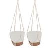 2 Pack 10 Inch Self Watering Hanging Planter Plastic Wood Hanging Flower Pot Basket with Drainage Holes for Indoor Outdoor Garden Home