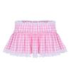 Unisex kvinner Menn Sissy Elastisk linning Blondekant Plissert kort Gingham A-linje miniskjørt