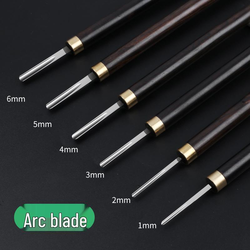 Nitriertes Weißstahl Holzschnitzmesser mit Griff aus lila Sandelholz