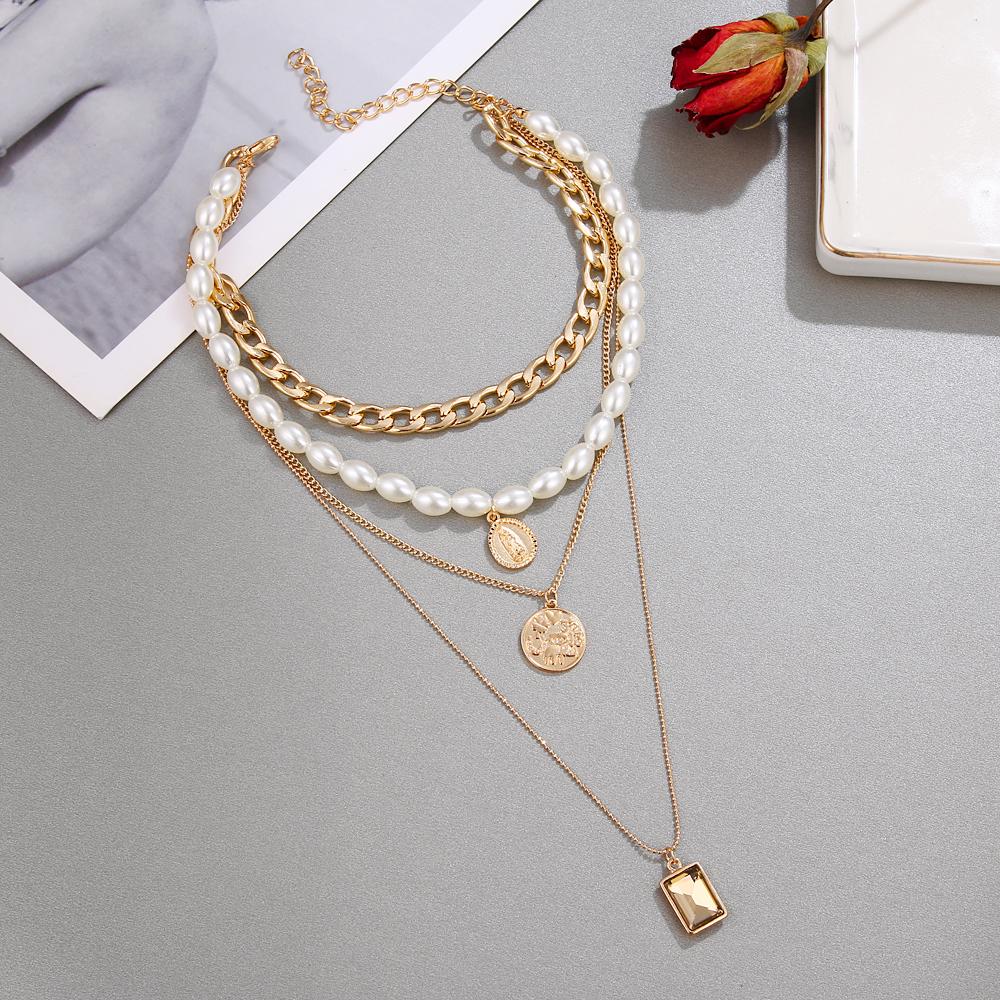 Jewelry Vintage Coin Necklace Sweater Chain Female Personality Temperament Multi-layer Necklace