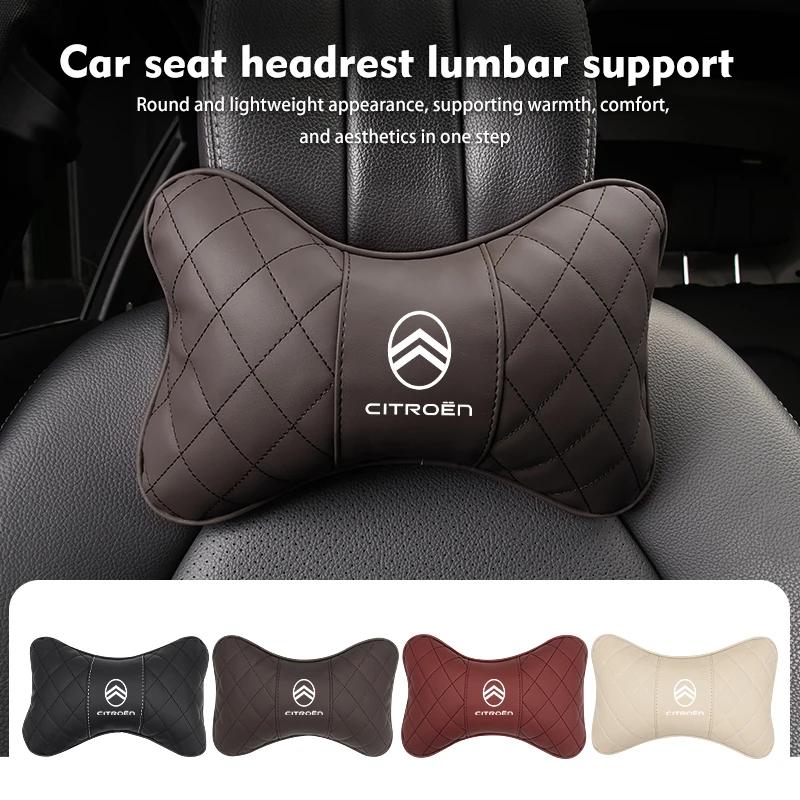 Almohada Cervical de Cuero para Asiento de Coche Soporte de Reposacabezas Cojín Lumbar Para Citroen Grand Berlingo Jumper Celysee Xsara Picasso Aircross