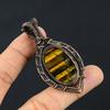 Natural Tiger Eye, Garnet Gemstone Handmade Copper Wire Wrap Pendant 2.76" K9b60
