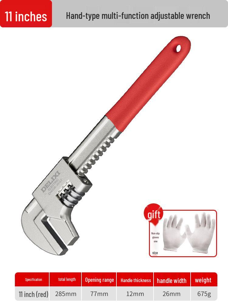 Delixi Multi-Function Adjustable Wrench with Large Opening and Thickened Jaw