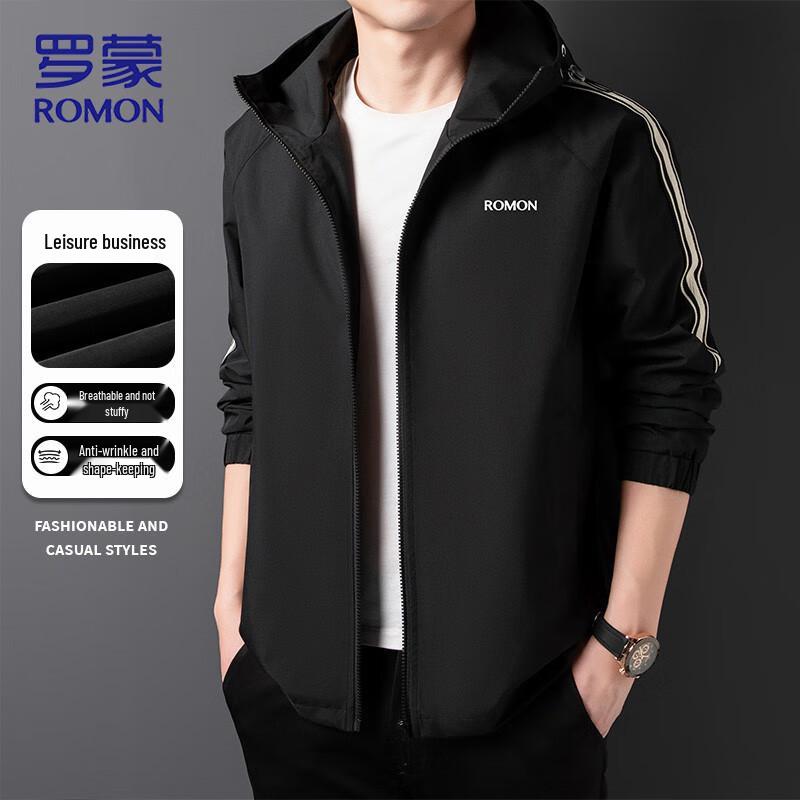ROMON Men's Casual Hooded Jacket