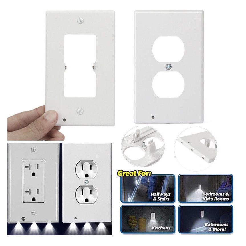 Cover Outlet Wall Socket Plate Sensor Led Night Light Coverplate Tools Plug