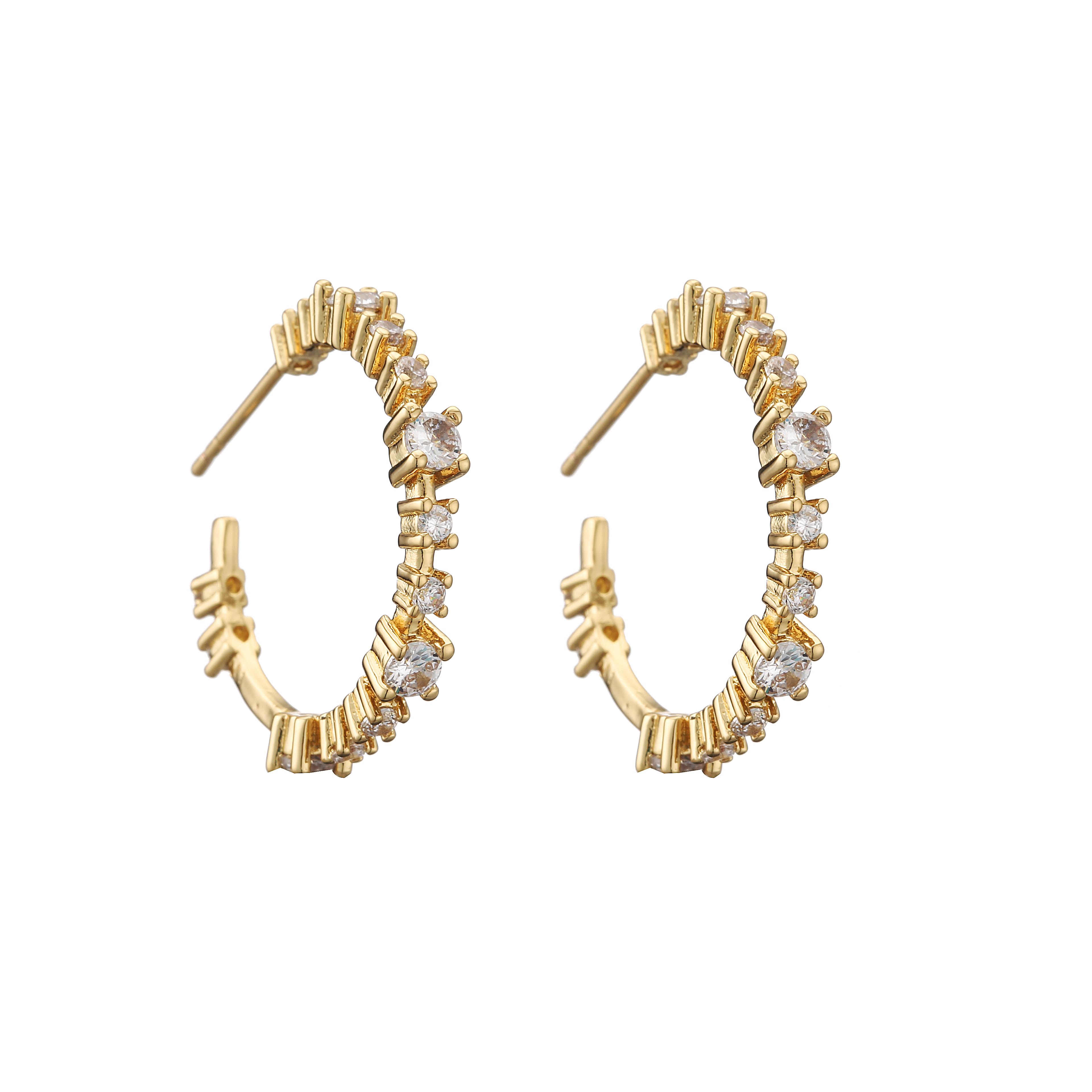 

HECHENG,Earring Stud Type C Earrings,Zircon Exquisite Piercing Earring Zircon,Geometry Creatiive Fine Accessroies золотой