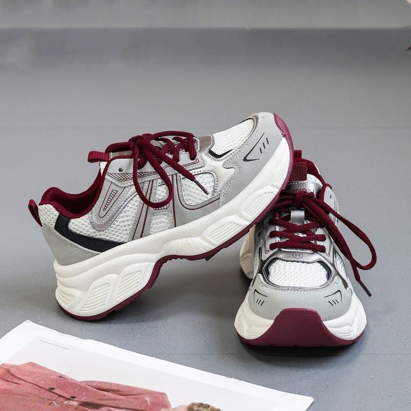 

Soft-soled dad shoes women s platform sneakers spring new mesh breathable running shoes retro and high 40 красный