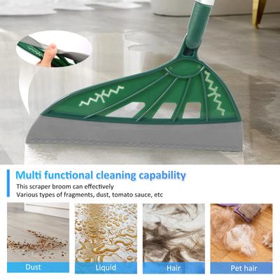1Set Silicone Magic Broom Adjustable Length Floor Squeegee Broom with 2 Hooks Window Washing Wiper Squeegee Hand-push for Home