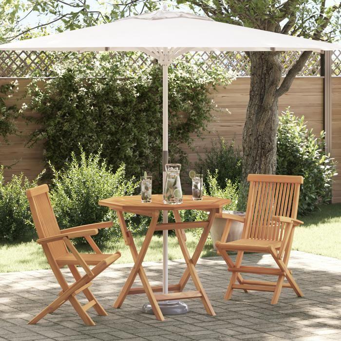 VidaXL Ensemble Bistro de Jardin Pliable 3 Pièces en Bois Massif d'Acacia 3385965