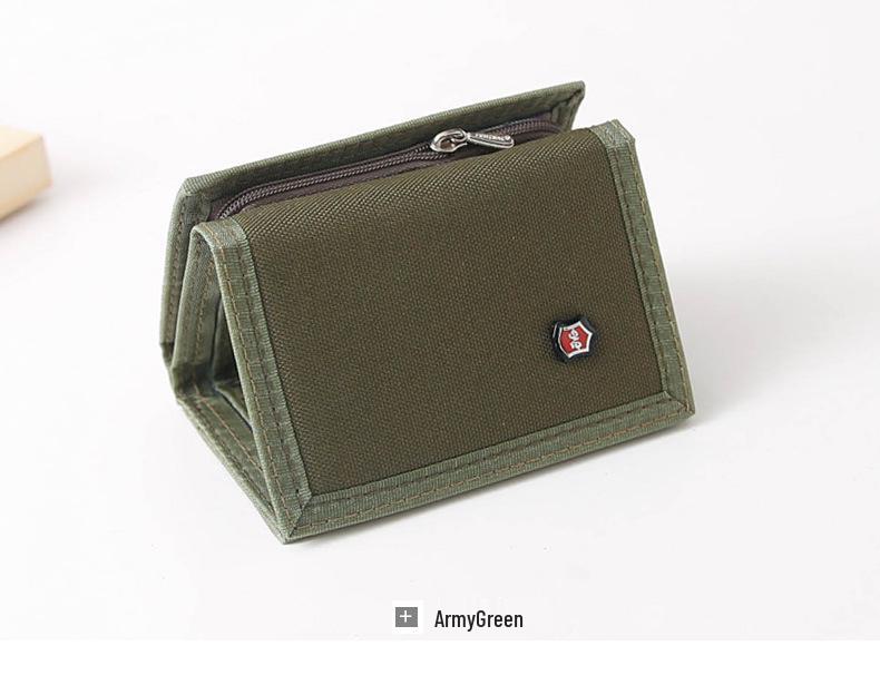 Men's Korean Style Canvas Tri-fold Wallet for Youth and Students
