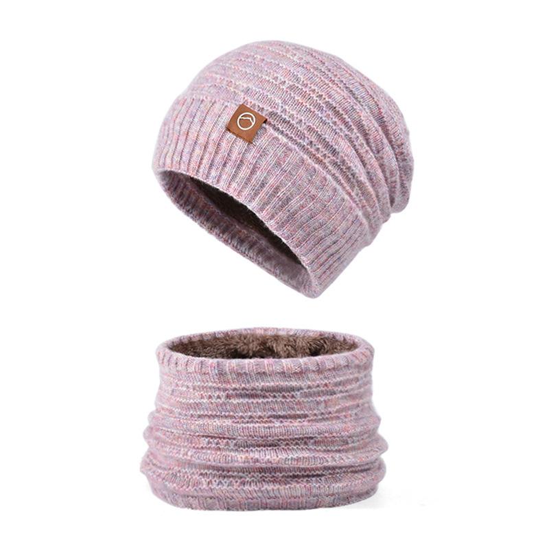 

Зимний двухцветный набор шапка и шарф, женская защита от холода для улицы, защита ушей, вязаная шерстяная шапка, плюшевая теплая шапка-чехол