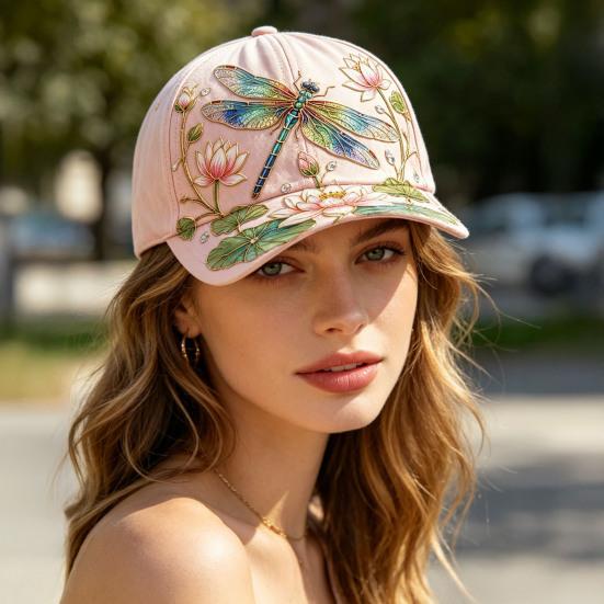 Baseballpet voor Dames, Baseballpet met Geborduurde Bloemen- en Vogelpatroon, Verstelbare Pasvorm Tuinzonnehoed voor Lente Zomer Buiten