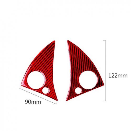 For Mercedes-Benz W204 2007-10 Red Carbon Fiber Steering Wheel Button Cover Trim