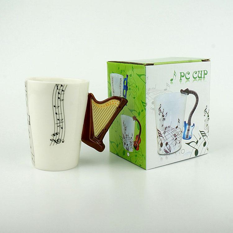 General Merchandise Daily Creative Ceramic Water Cup 3D Harp Handle Gift