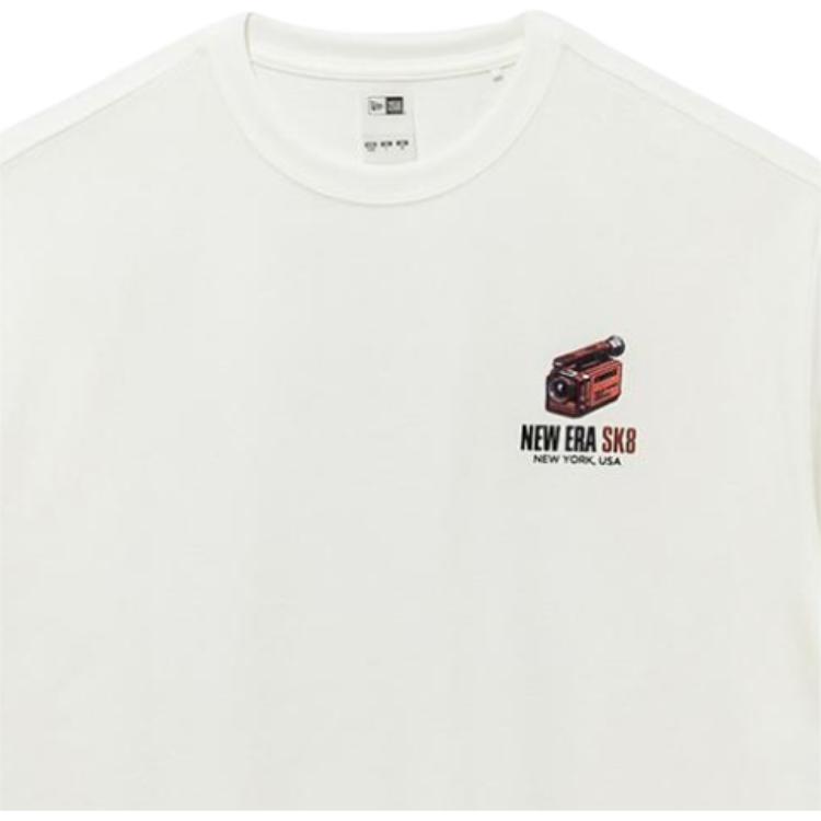New Era Graphic Print Loose Fit Crew Neck T-Shirt Men Tops White 14679776