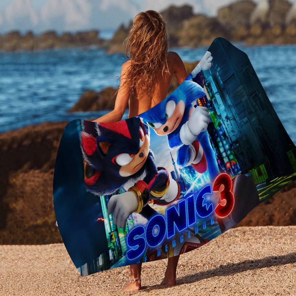 S-Sonic the Hedgehog Cartoon Microfiber Beach Towel Absorbent Quick dry Soft Yoga Swimming Resort Mountain Climbing Towel