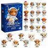 Astronaut Highland Cow Advent Calendar 24 Days Acrylic Ornament Box with Space Themed Surprises Christmas Countdown Decor for Kids