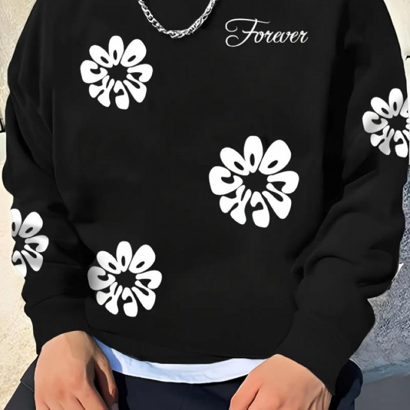 Men’s loose-fit, long-sleeved, crew-neck printed sweatshirt—soft and comfortable, perfect for everyday wear in spring and autumn | Casual-style top