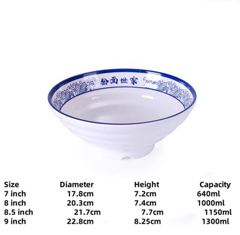 Melamine Noodle Bowl Household Plastic Tableware Restaurant big round Ramen Salad Bowl Thickened Not Easily Broken Soup Bowls