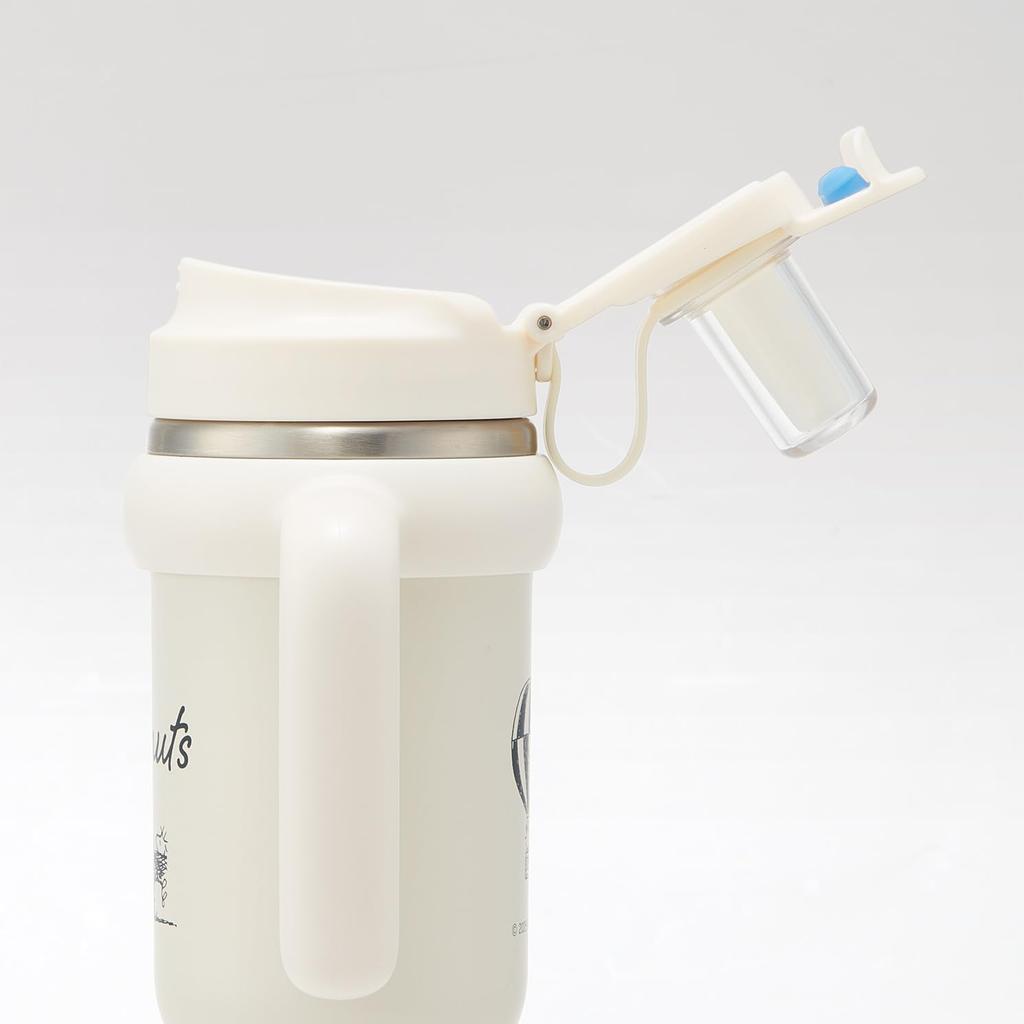 Skater Straw Tumbler, 830ml, Insulated, with Handle, 2-Way, Direct Drinking, Snoopy Badge, STSTB9-A