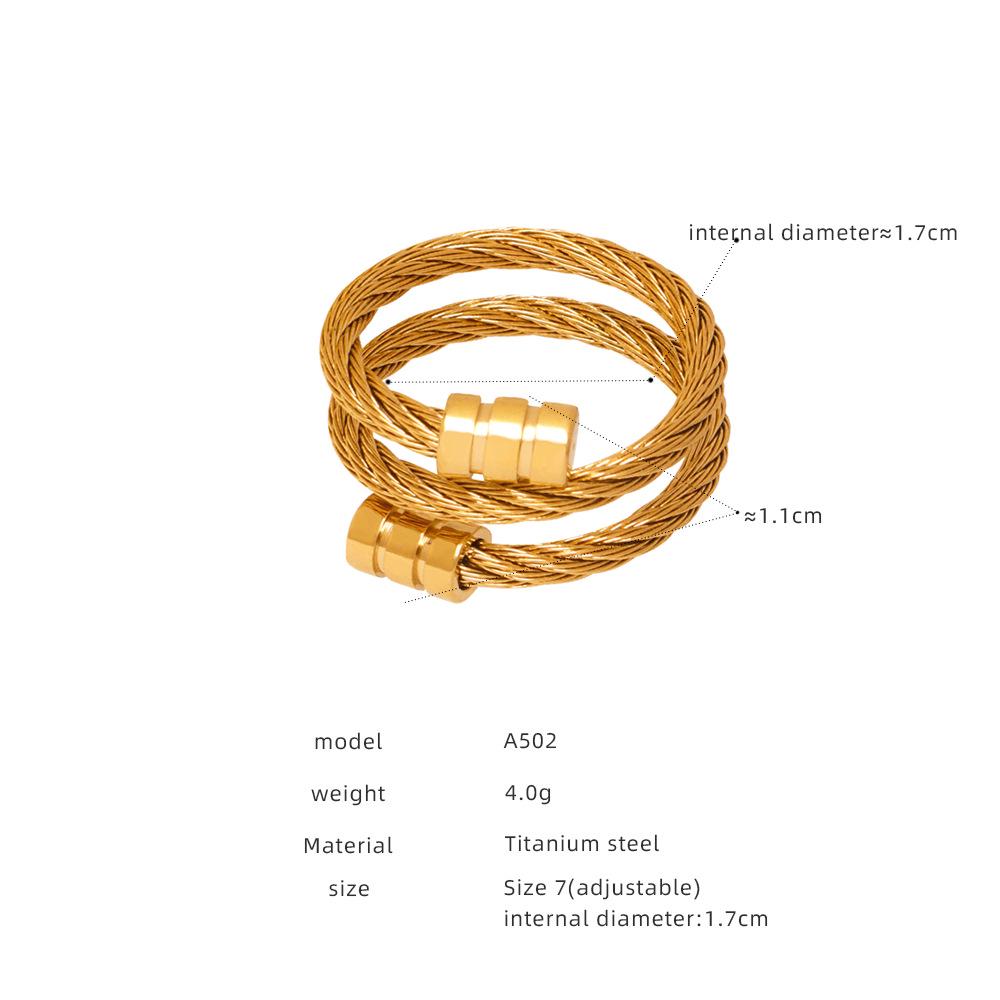 European Geometric Openwork Titanium Steel 18k Gold Women s Bracelet & Hip Hop Colorfast Ring Jewelry