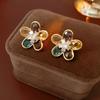 Farbige Zirkon Glas Blumen Ohrringe für Damen Leichter Luxus Palaststil Vielseitige Stecker High-End Mode Zirkon Geschenk