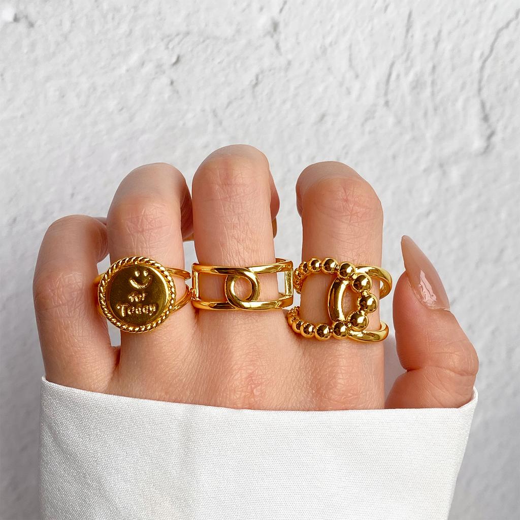 Retro Fashion Ring Open Punk Style Love Ring Trend Cross Bamboo Ring Simple Couple Ring Jewelry