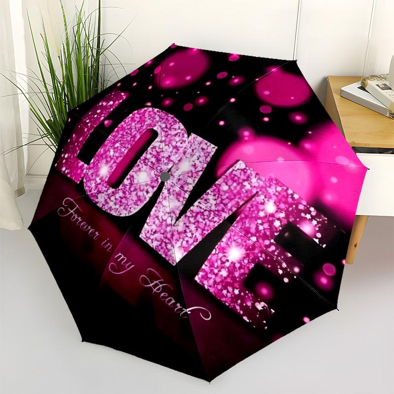 

1pc Love Sparkle Heart Automatic Open/Close Folding Umbrella - Compact 8-Rib Design, Daily Use, Perfect Gift for Friends & Family yy251124197