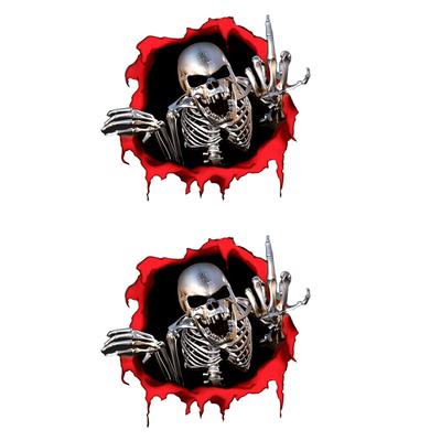 Personalized Skull Middle Finger Car Decoration Decal Waterproof Car Sticker Suitable for All Kinds of for Cars 15x14cm