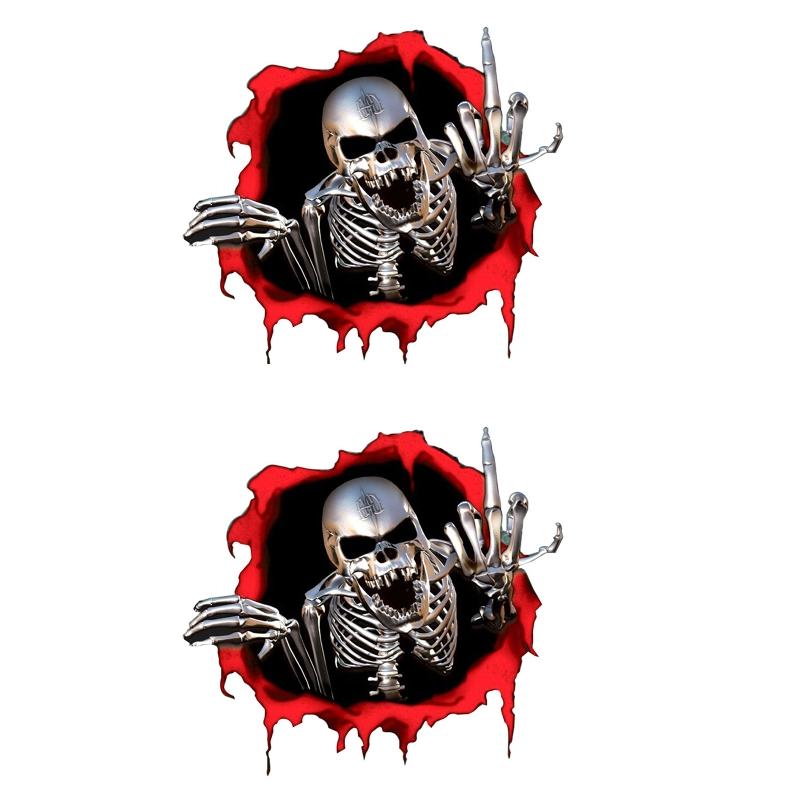 Personalized Skull Middle Finger Car Decoration Decal Waterproof Car Sticker Suitable for All Kinds of for Cars 15x14cm
