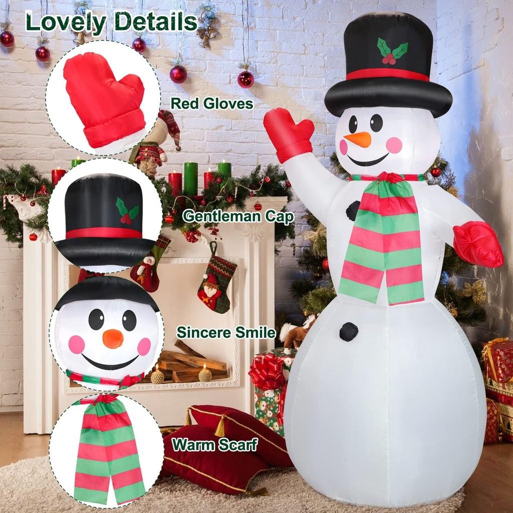 8 FT Lights Christmas Inflatables Snowman Outdoor Yard Decorations Christmas Blow Up Decoration Set Inflated Snowman with LED