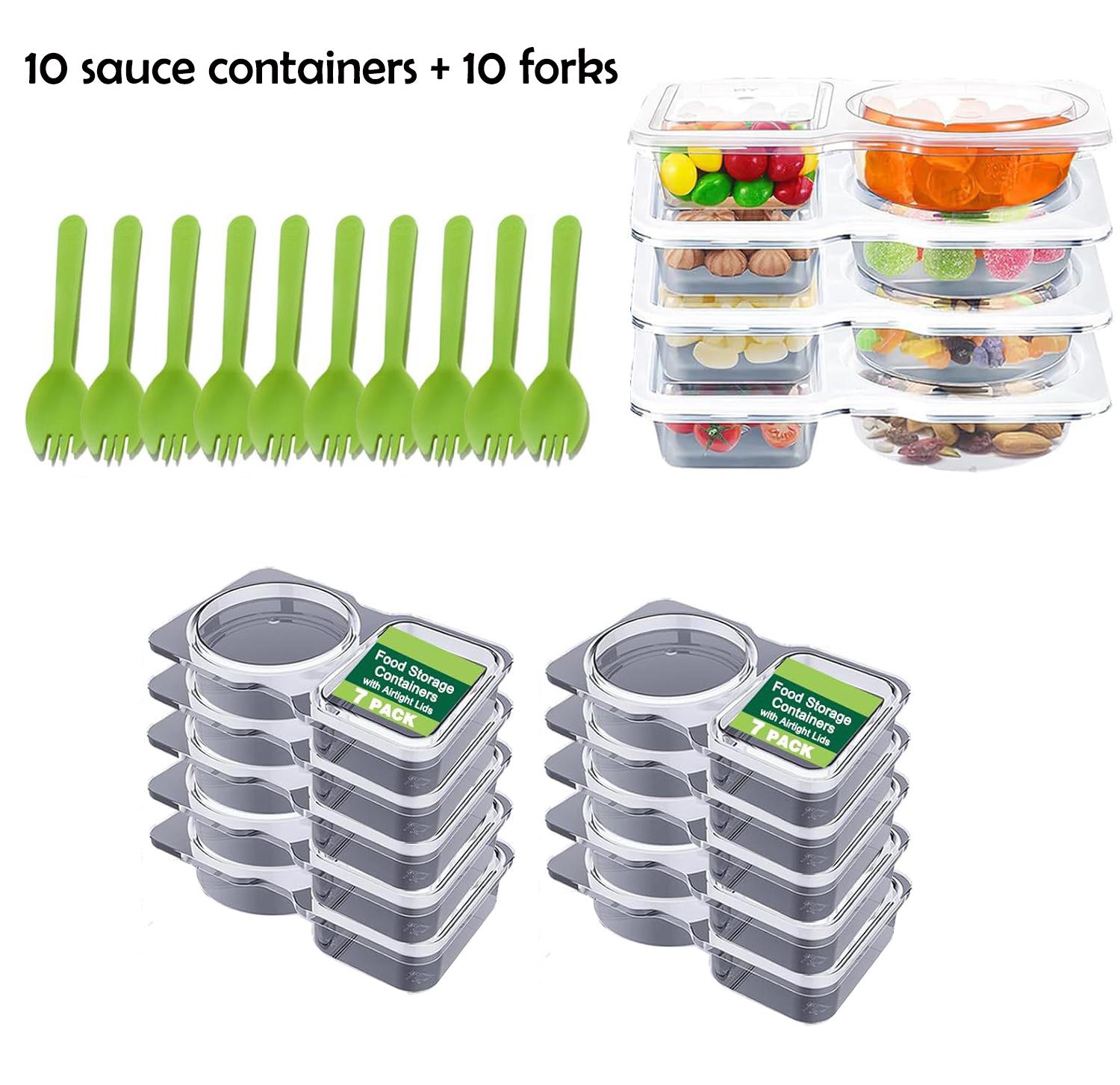 

10/20Pcs Double Compartment Condiment Container with Lid Snack Containers for to-go Sauce, Sampling, Travel Snack