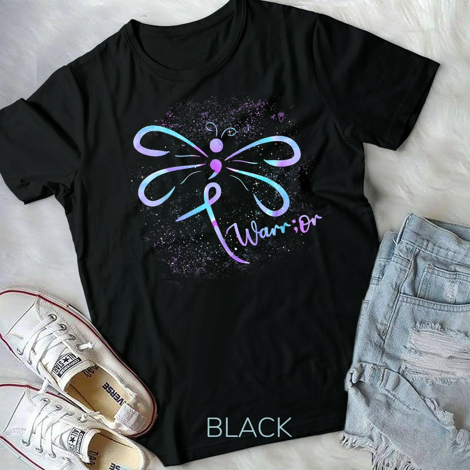 Suicide Prevention Awareness Dragonfly Shirt Semicolon Gift Unisex T-shirt S