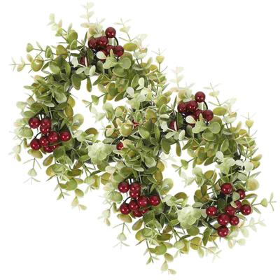2 Pcs Candlestick Garland Faux Plants Holder Centerpiece Silk Cloth Rings Wreaths