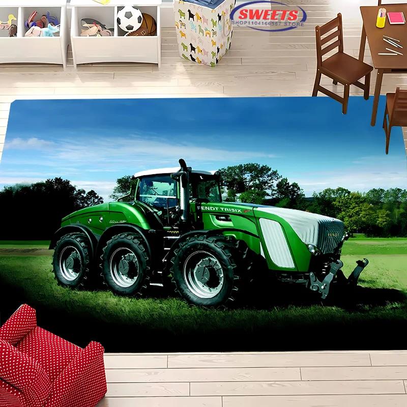 Large Machinery Tractor Series Pattern Large Carpet for Home Living Room Kids Bedroom,Sofa Doormat Floor Rug Anti-slip Decor Mat