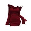2025 Lace Bodycon One-Shoulder Dress with Bell Sleeves