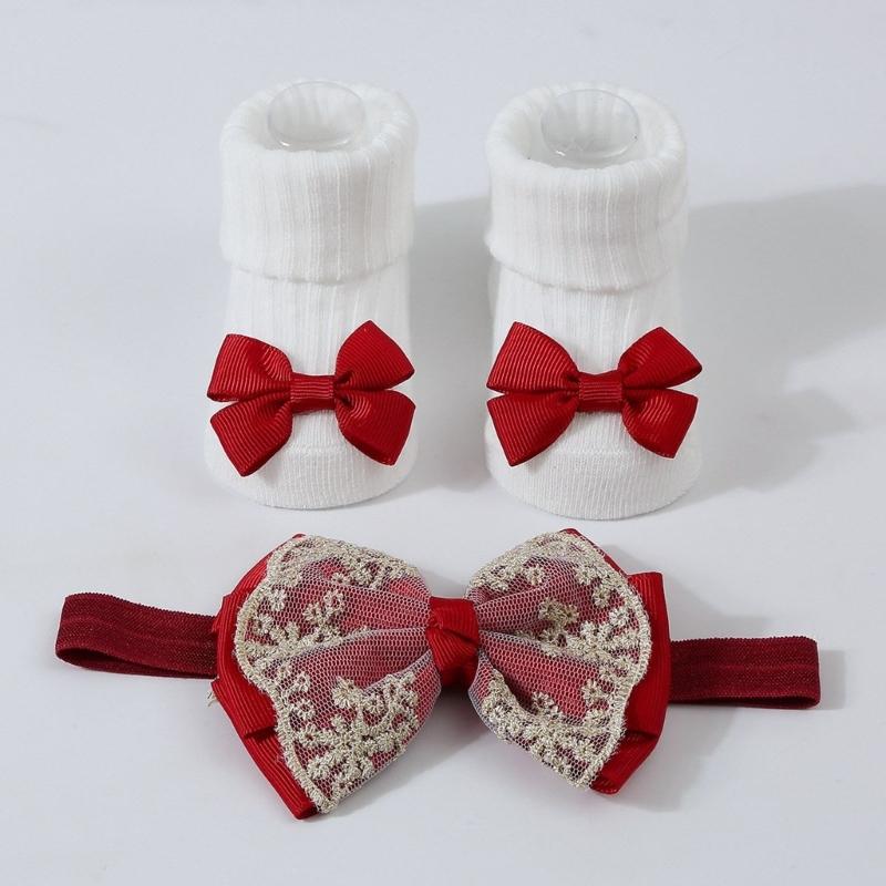 Baby Strick Socken Kopfbedeckung Prinzessinnen Stil Baby Mädchen Stirnband Socken Modische Haaraccessoires für Säuglinge & Babys
