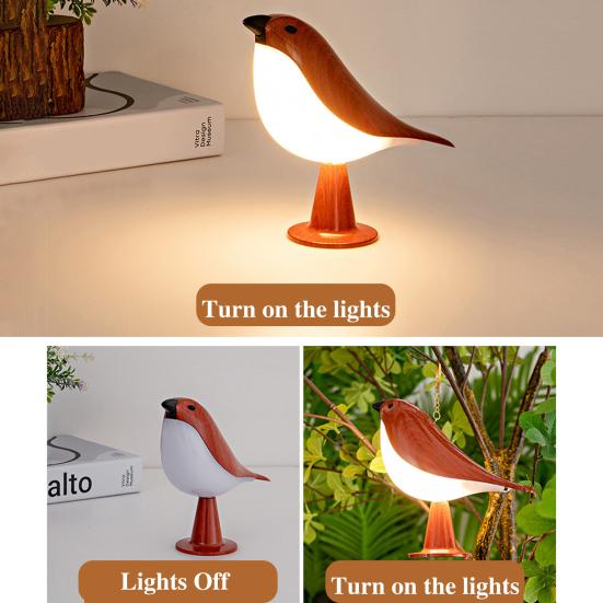 LED Night Light Bird Table Lamp 3 Light Modes Brightness Adjustment Flicker Free Rechargeable LED Bedside Lamp Table Decor