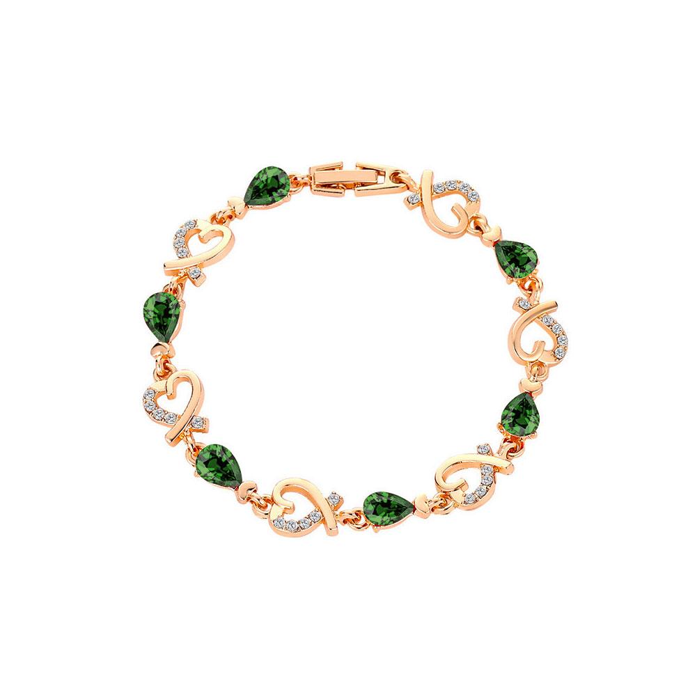 Heart Shaped Crystal Bracelet Female Blue Red Zircon Rhinestone Bracelet Women Jewelry Accessories