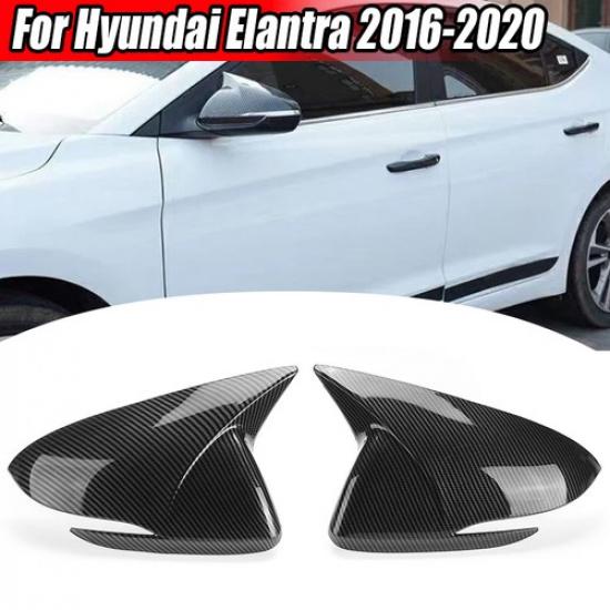 2x Fits Hyundai Elantra 2016-2019 Carbon Fiber Rear View Wing Mirror Cover Trim