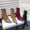 Designer Vintage Women Pointed Toe Ankle Boots Fashion High Heels Short Booties Autumn Winter Women's Shoes