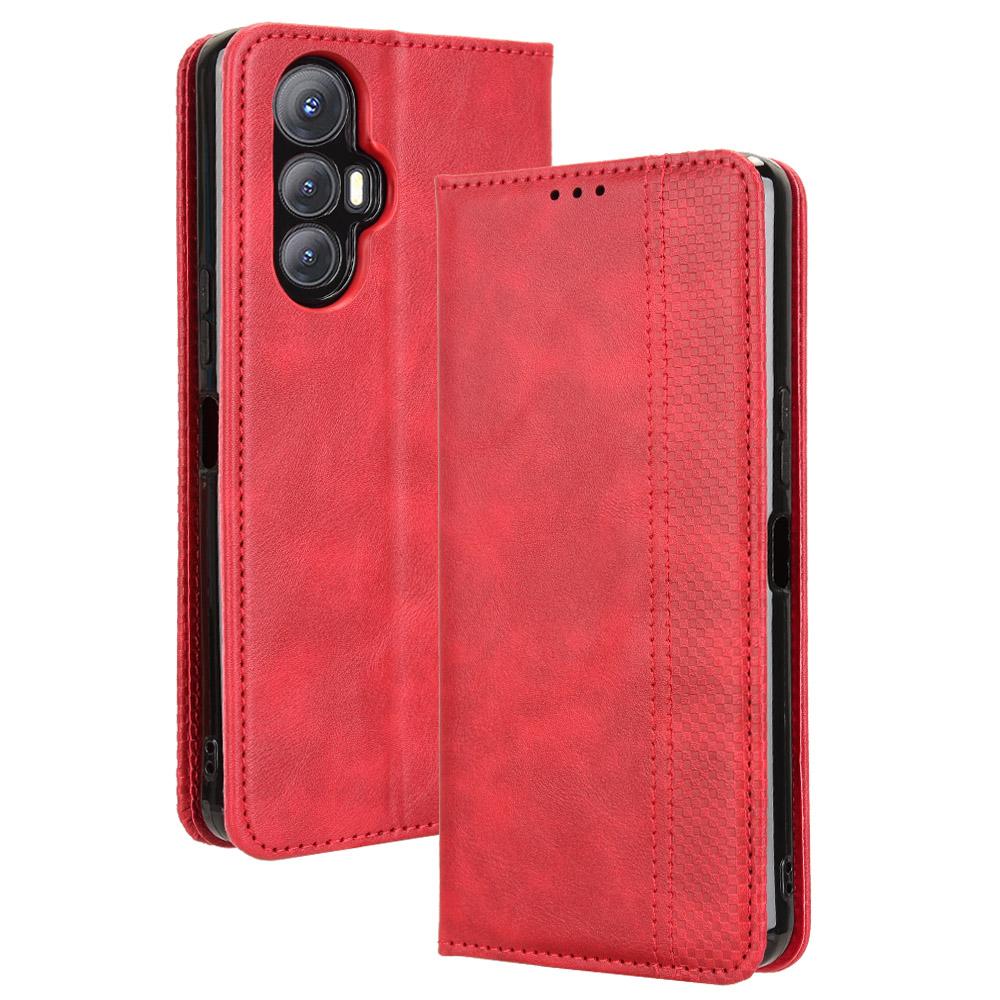 

Для Cubot Max 5 Кожаный чехол Кошелек Подставка Ретро Текстура Чехол для телефона Red