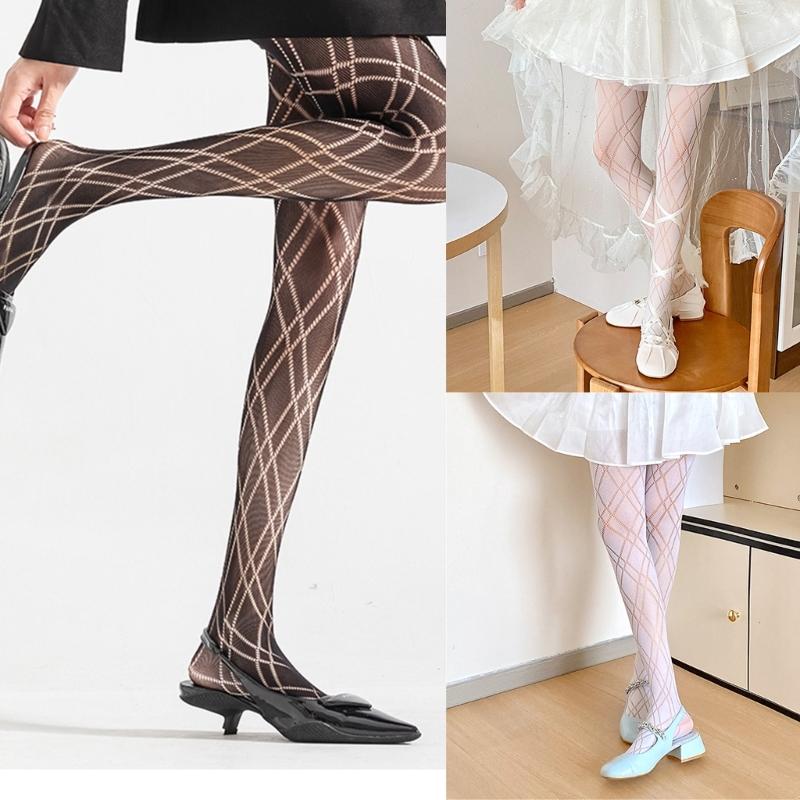 Gemusterte Strumpfhosen Netzstrumpfhosen mit Rautenmuster Leggings mit kleinem Lochmuster Netz-Pantyhose Party Clubwear