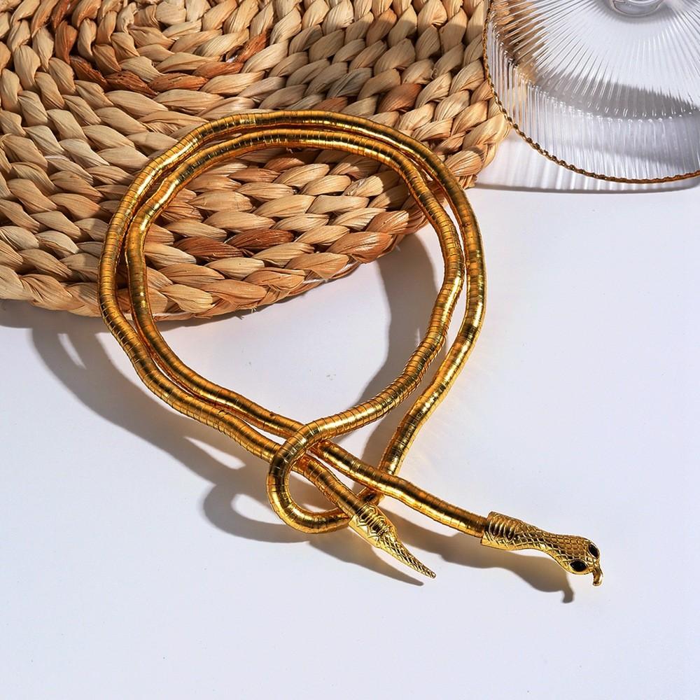 

Trendy Snake Animal Choker Necklace With Multilayer Metallic Design For Women Gold