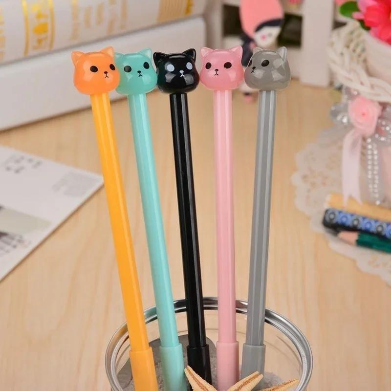 5 Pcs Set Cute Kawaii Neutral Cat Gel Pen Office Writing Supplies Gifts Color Random Korean Stationery Back To School